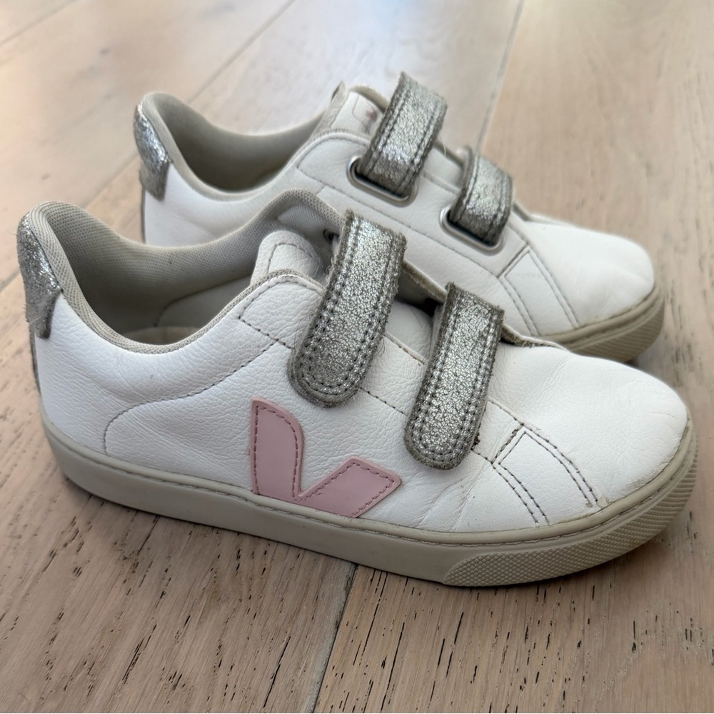 Veja Kids White and Pink Sneakers